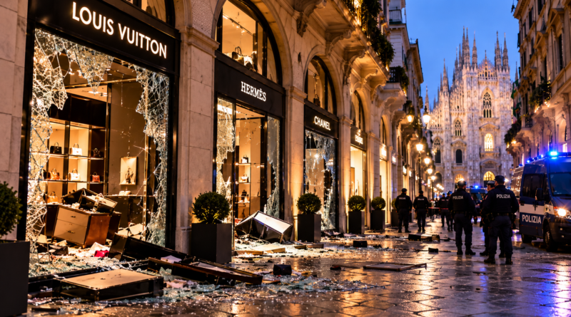 Milano devastata dagli scontri: vetrine distrutte, negozi saccheggiati e oltre un milione di euro di danni